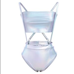 Holographic Metallic Rave Outfit